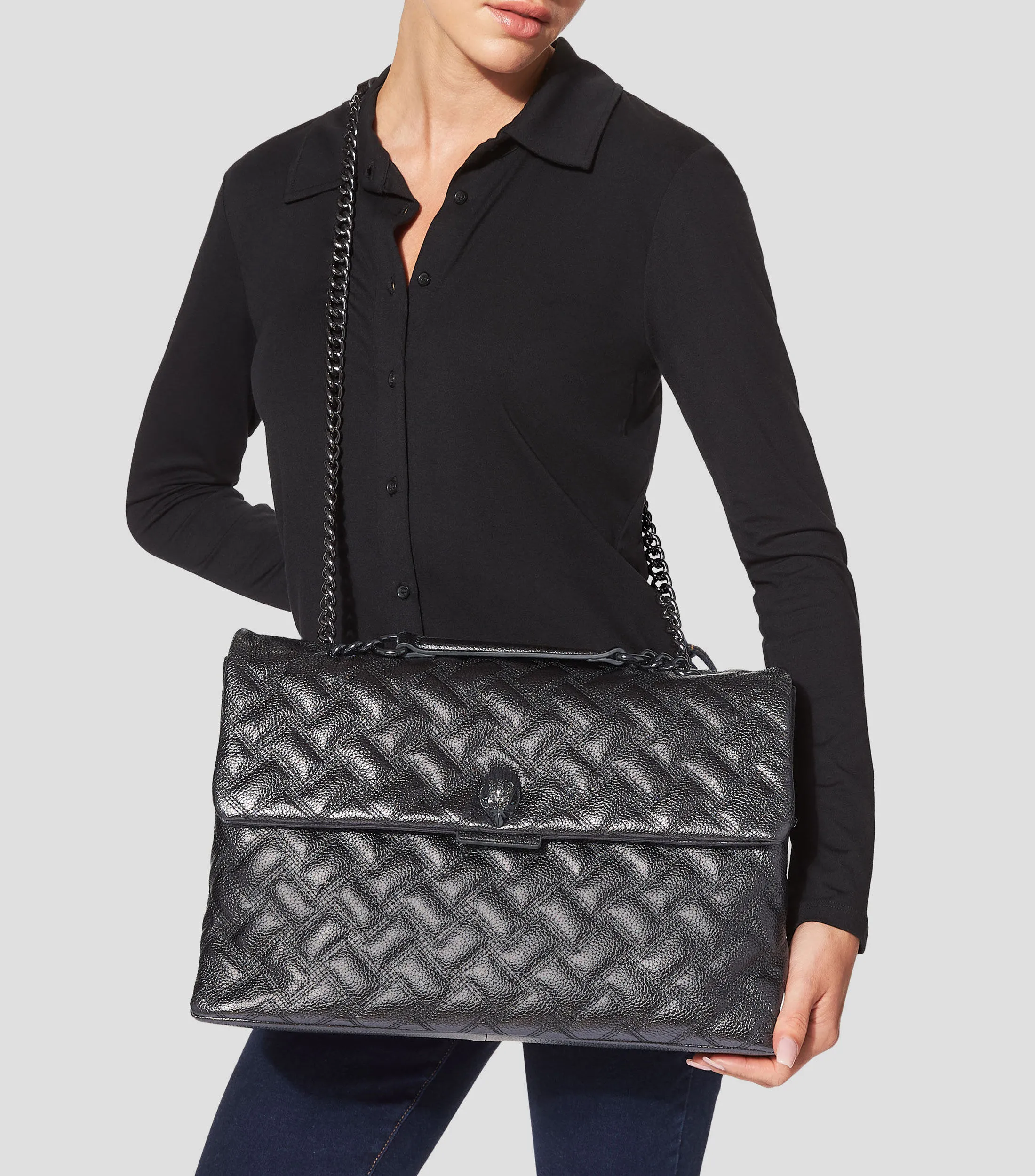 9355_Kurt Geiger Bolso Shoulder capitonado en piel Mujer