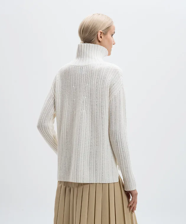 Allude White wool and cashmere sweater with crystals