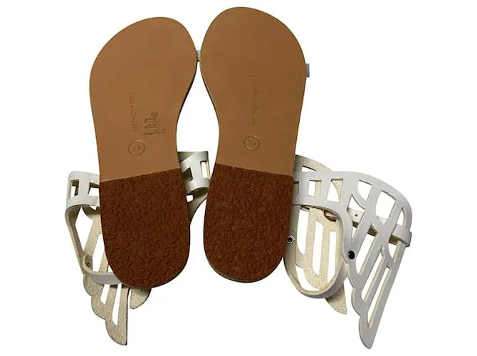 Ancient Greek Sandals Sandalias griegas antiguas Ikaria Lace Vachetta en cuero blanco 