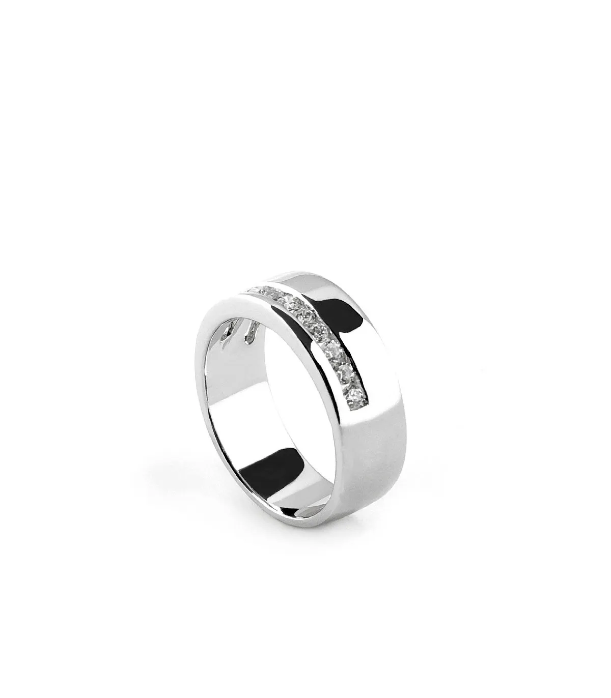 Anillo Lineargent Plata con Carril Lateral de circonitas - 10231-R