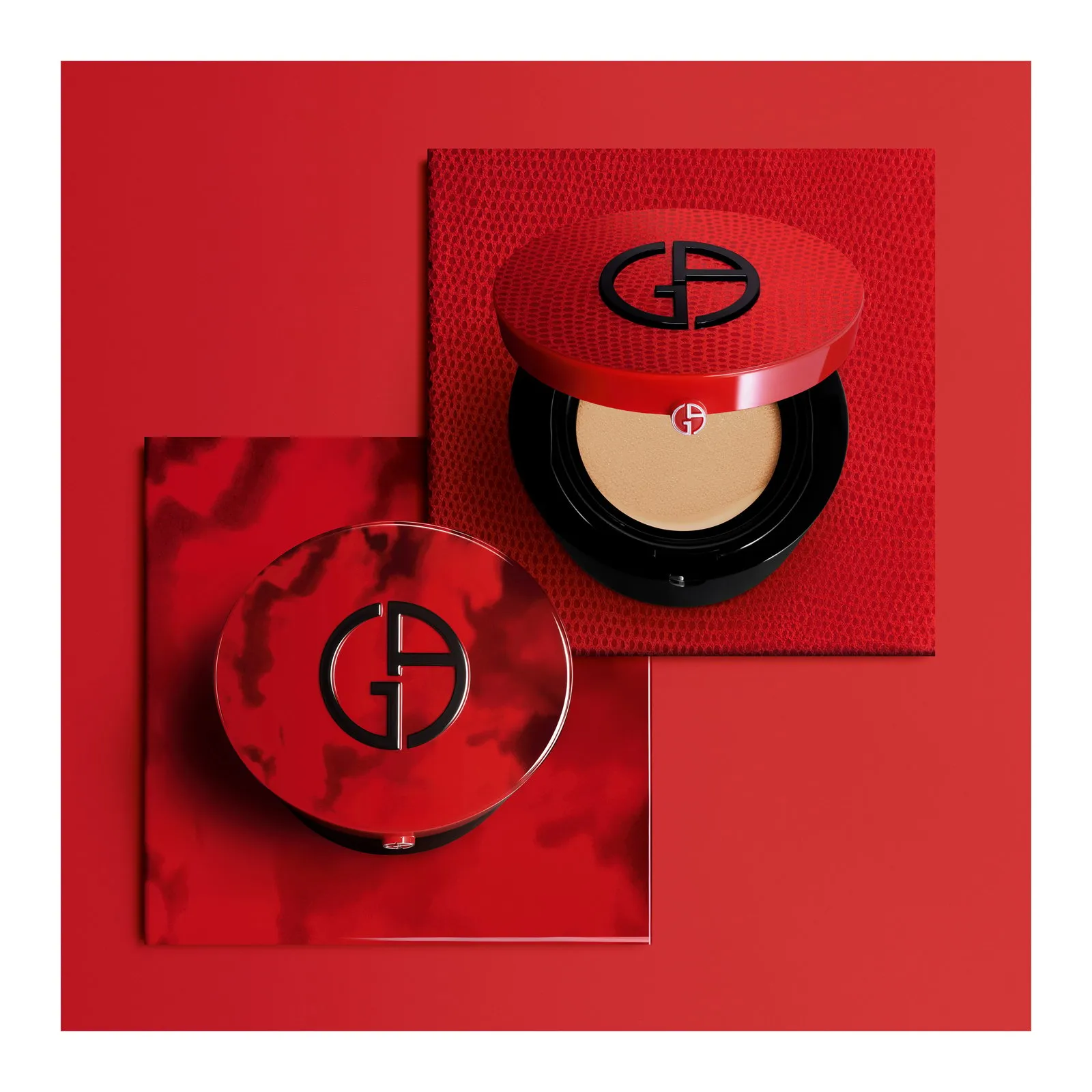 ARMANI CUSHION TO GO COUTURE  RED CUSHION ESTUCHE EN   ROUGE MALACHITE