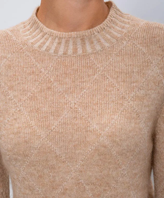 Ballantyne Beige sweater with wool in a geometric pattern