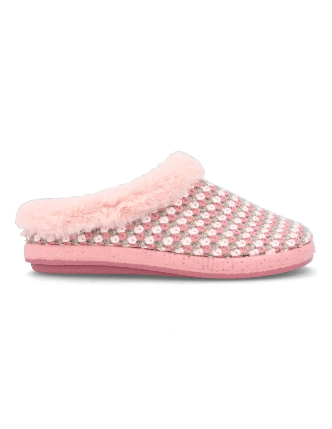 BioRelax - Zapatilla Casa Mujer Crochet Salmón