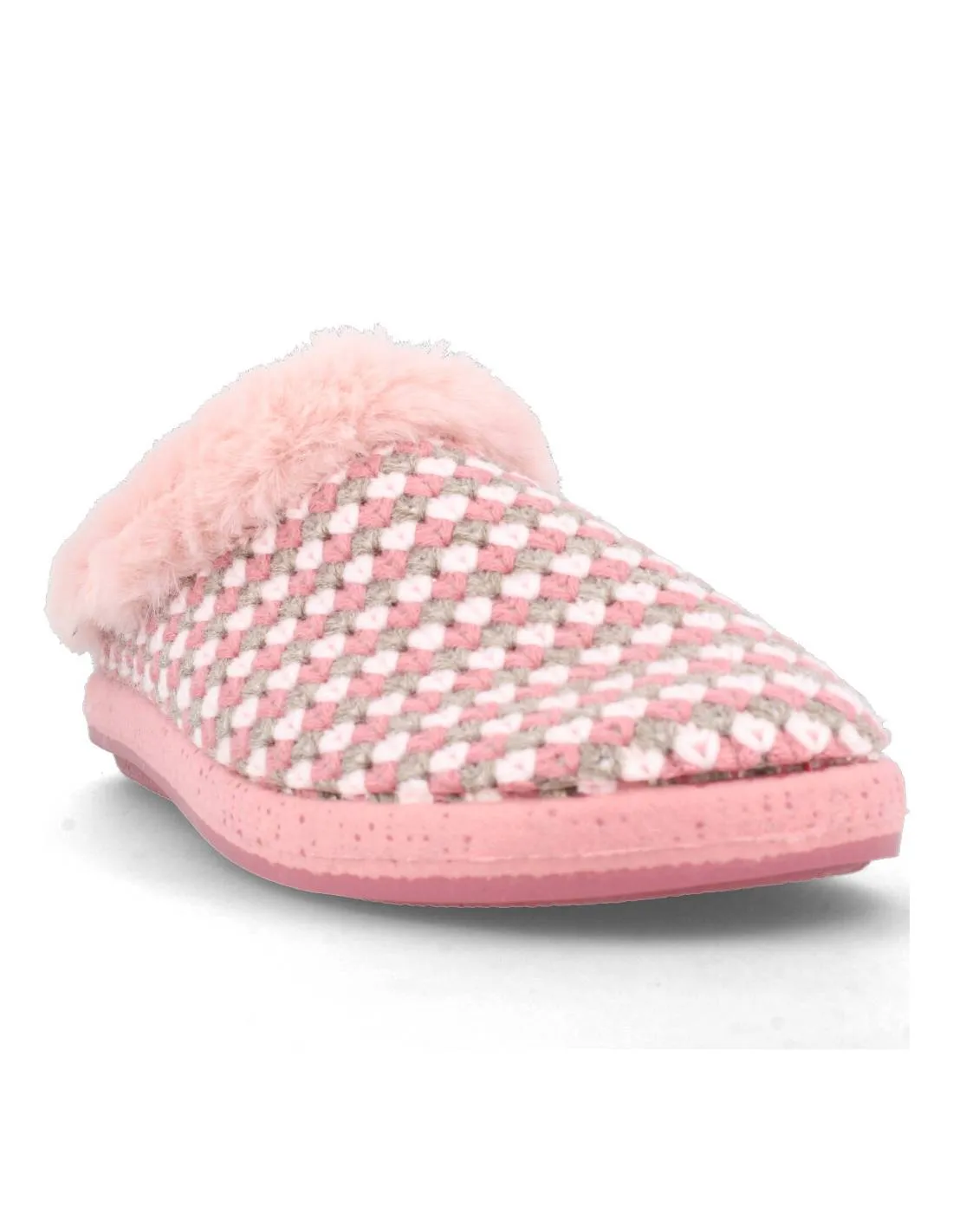 BioRelax - Zapatilla Casa Mujer Crochet Salmón