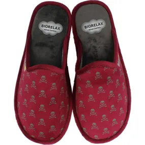 Biorelax - Zapatilla de casa Estampado Calaveras Burdeos