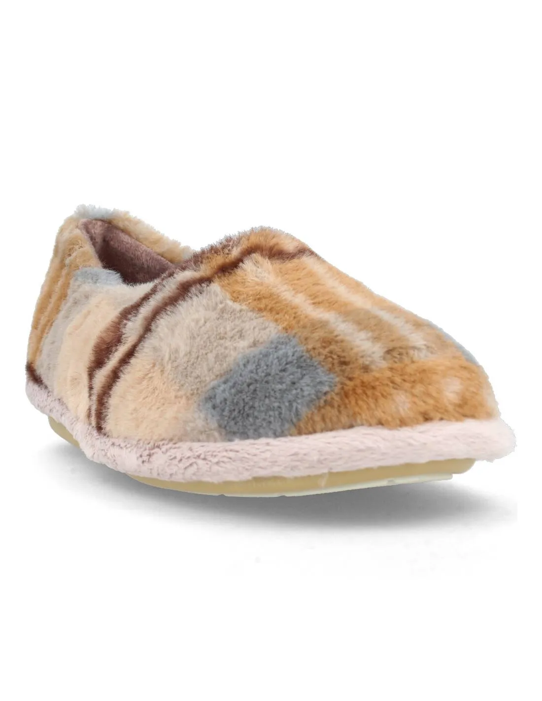 BioRelax - Zapatillas Cerrada Mujer Suapel Cuadros Camel