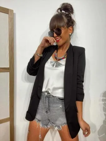 Blazer Frunces BIANCA Negro