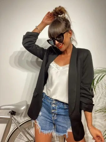 Blazer Frunces BIANCA Negro