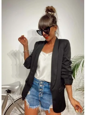 Blazer Frunces BIANCA Negro