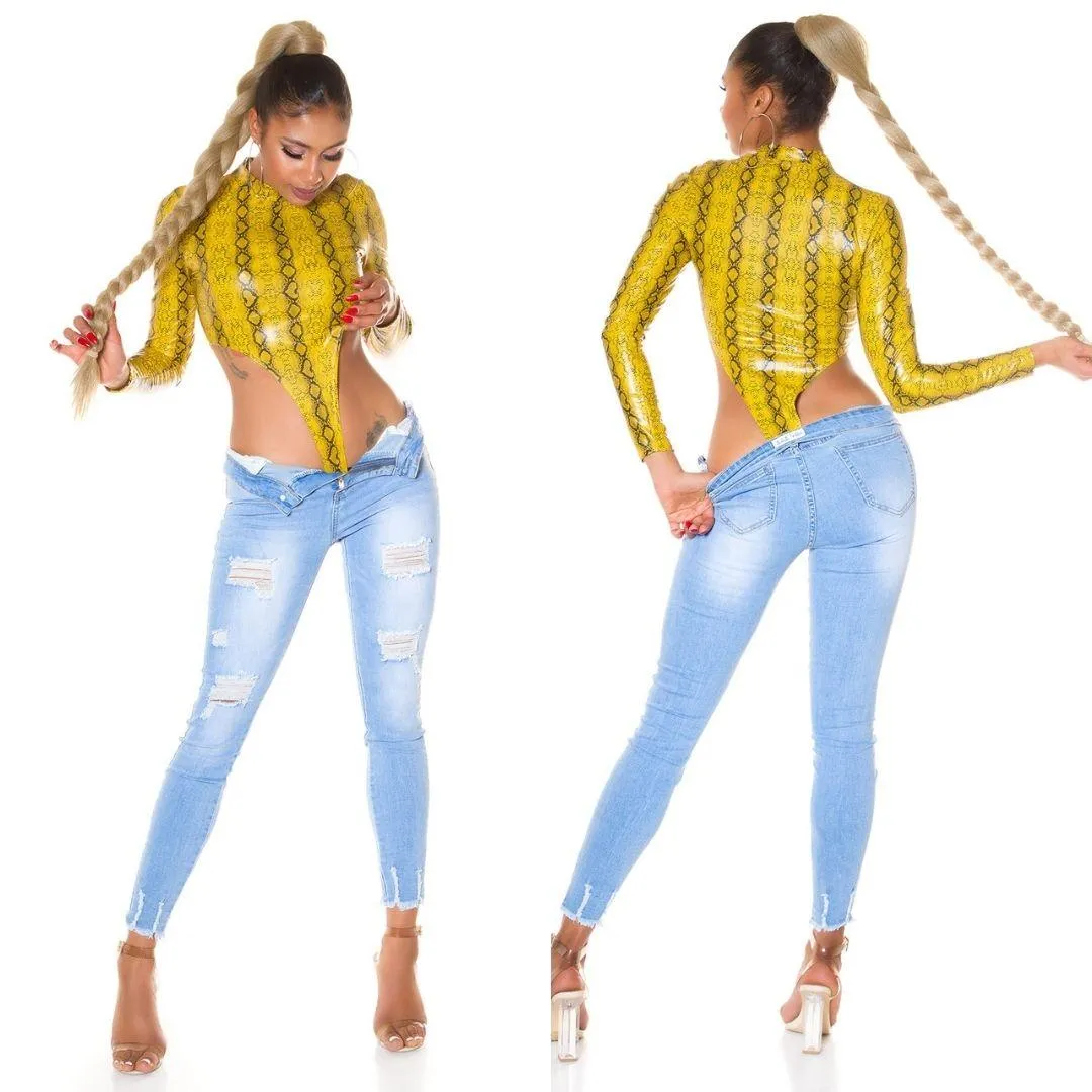 Body con estampado Serpiente Amarillo