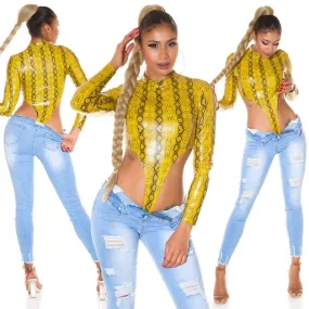 Body con estampado Serpiente Amarillo