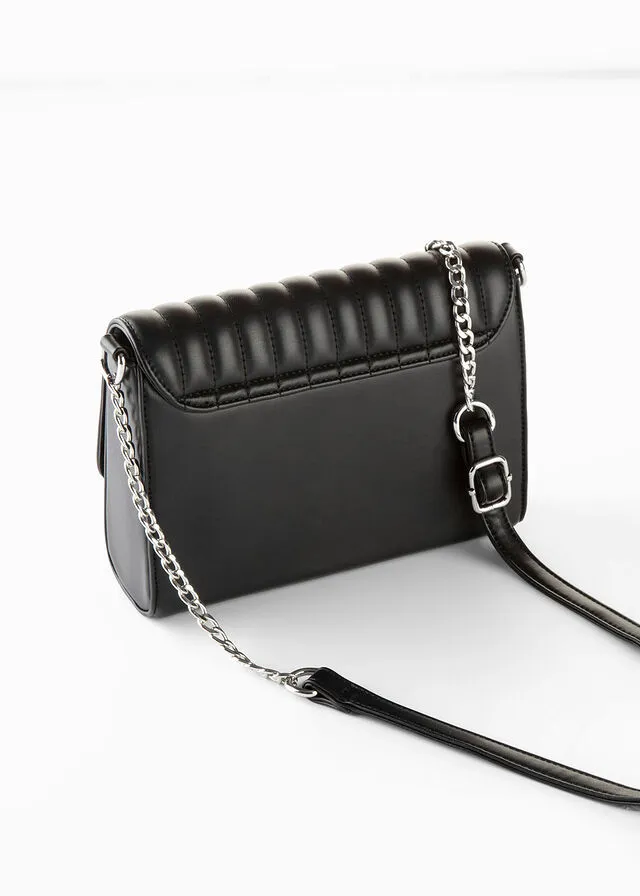 Bolso de estilo bandolera Negro-plateado