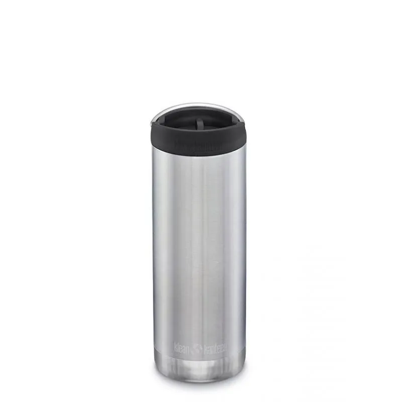 Botella Klean Kanteen Tkwide de 16oz con tapa para café (acero inoxidable cepillado)