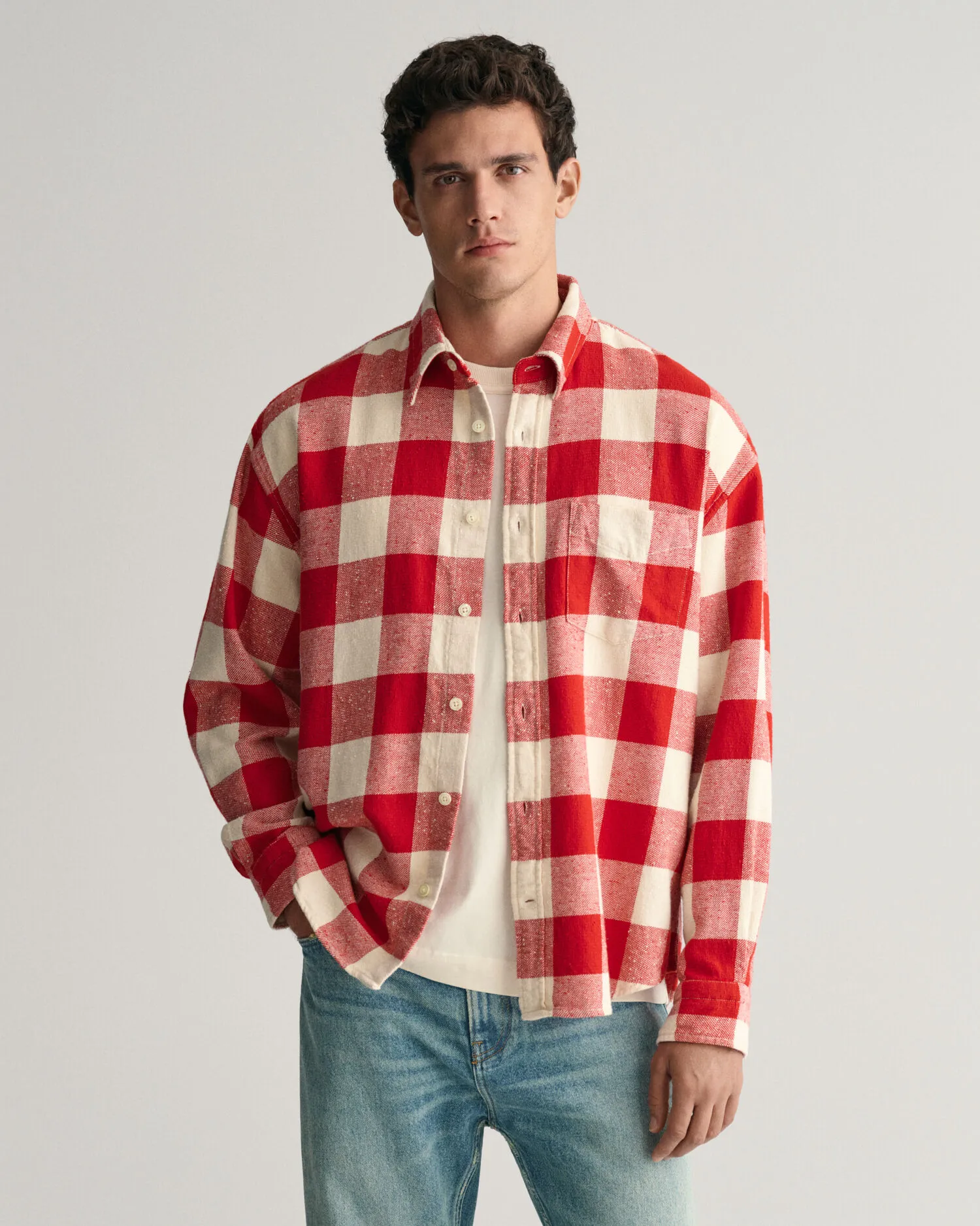 Camisa extragrande con textura Buffalo Checked