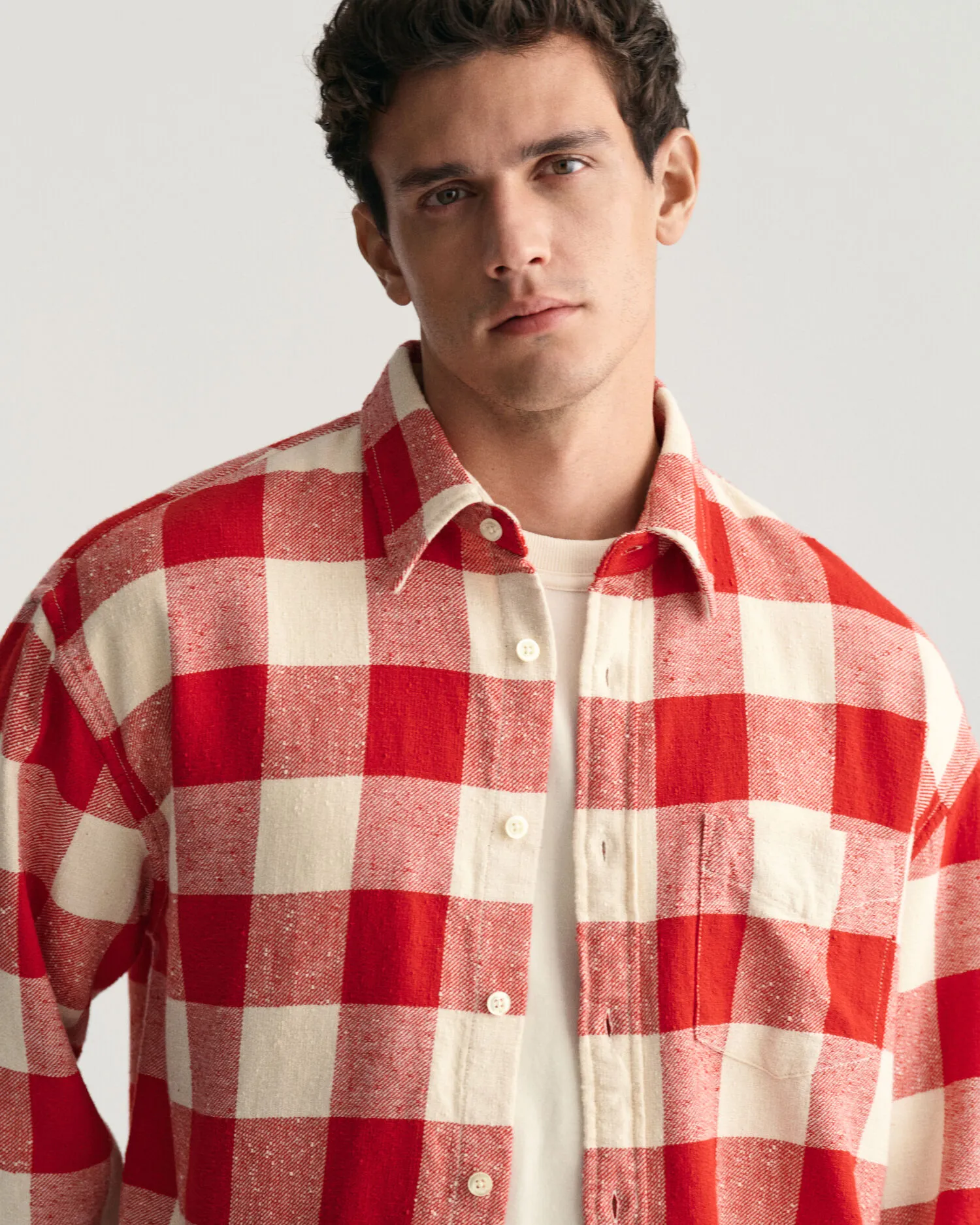 Camisa extragrande con textura Buffalo Checked