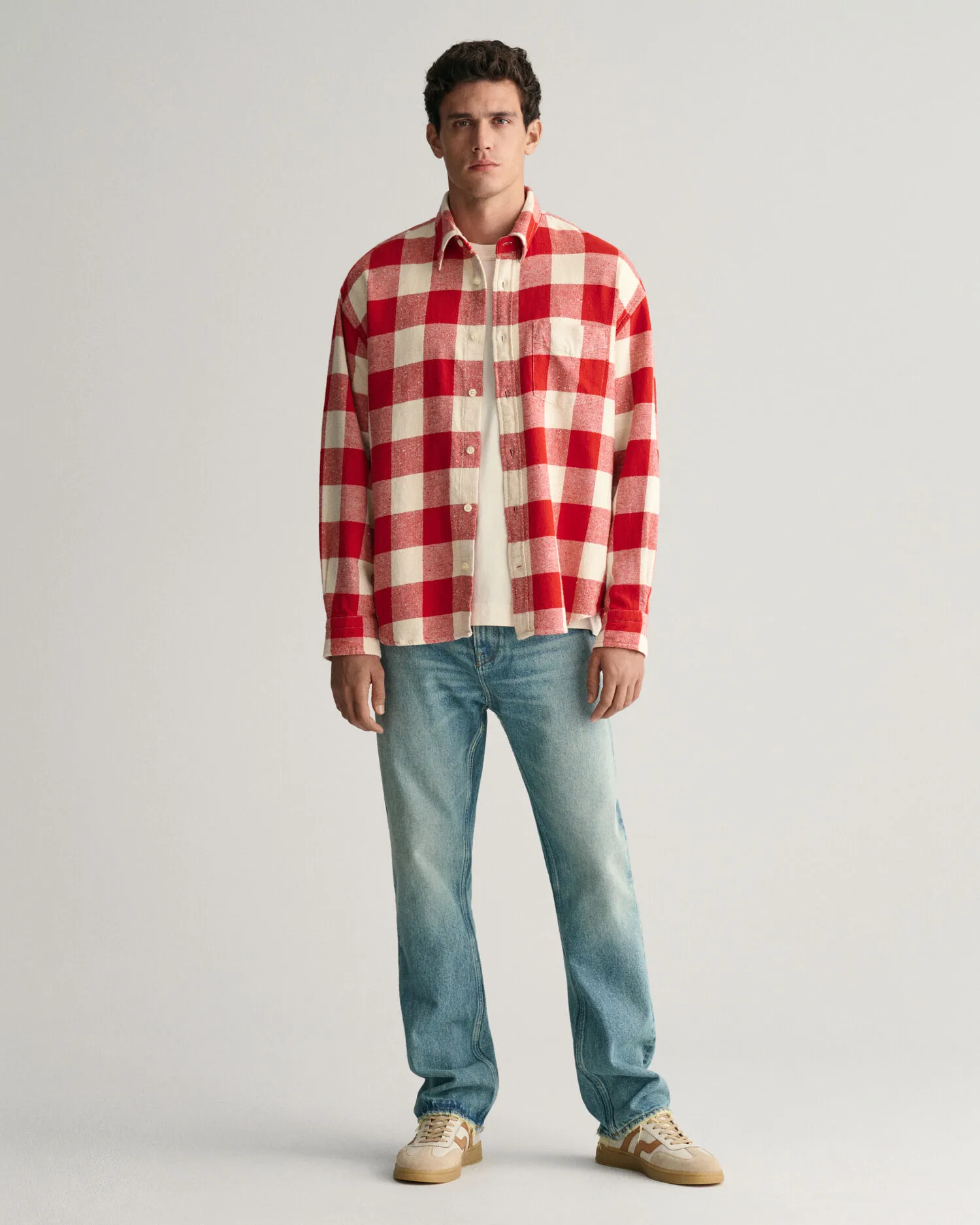 Camisa extragrande con textura Buffalo Checked