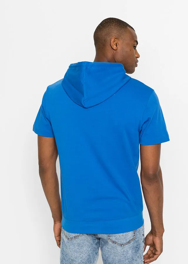 Camiseta con capucha de calidad densa Azul estampado