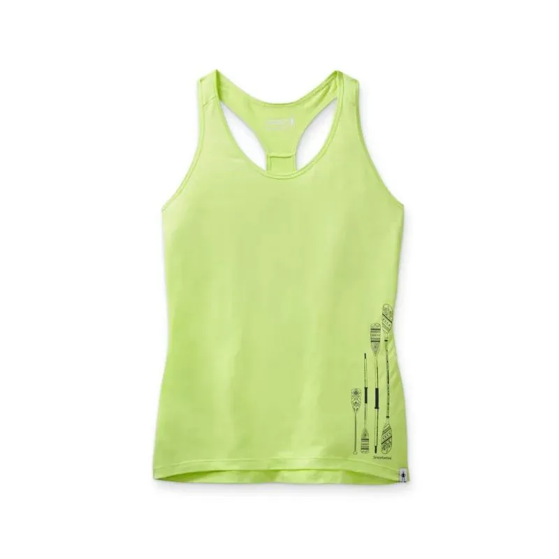 Camiseta de tirantes para mujer Smartwool Merino Sport 150 Paddle And Oars (Spring Green Heather)