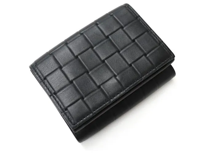 Cartera negra de tres pliegues Bottega Veneta Negro 