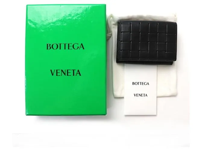 Cartera negra de tres pliegues Bottega Veneta Negro 