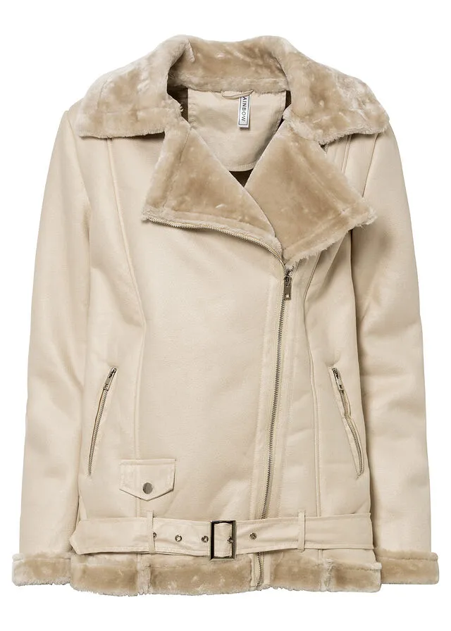 Cazadora de estilo biker Beige