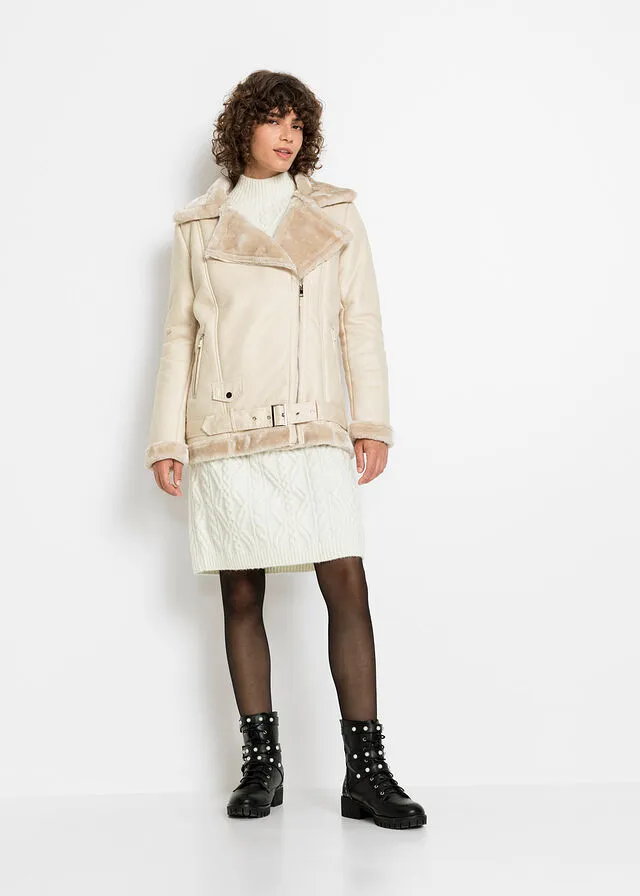 Cazadora de estilo biker Beige