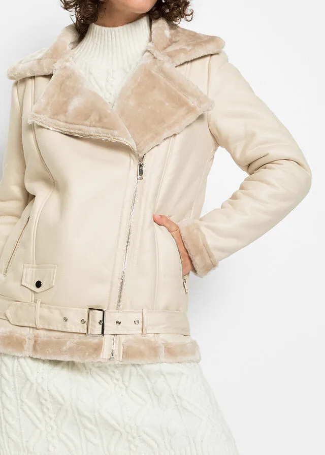 Cazadora de estilo biker Beige