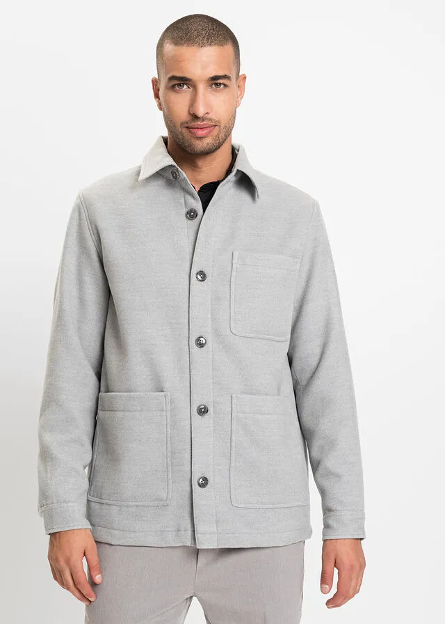 Chaqueta con aspecto de lana Gris claro jaspeado