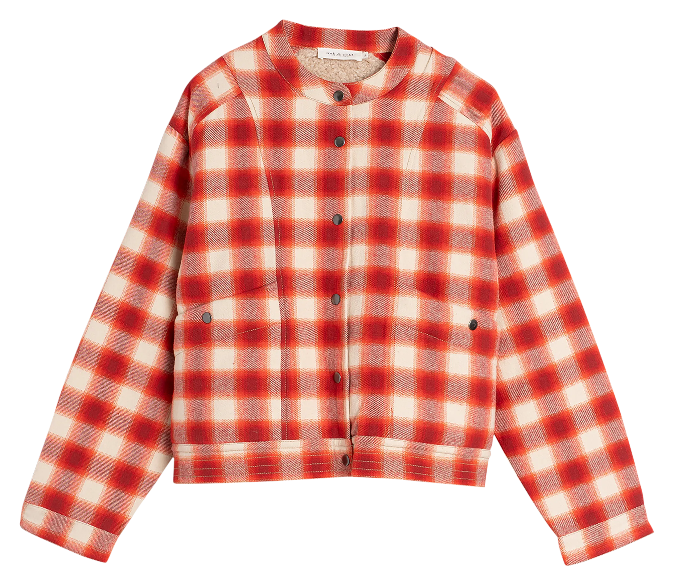 Chaqueta de algodón con cuello redondo en rojo