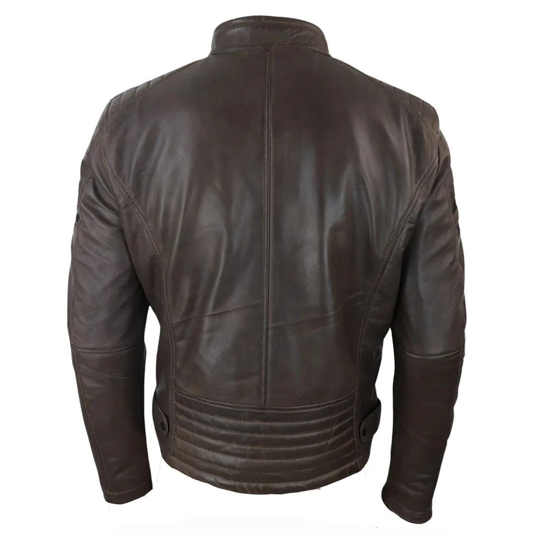 Chaqueta de carreras de motos de cuero para hombres rayas rojas zip negros cortos