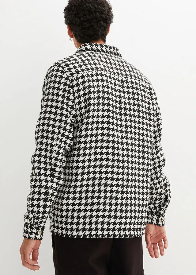 Chaqueta estilo camisa Negro-blanco lana de cuadros