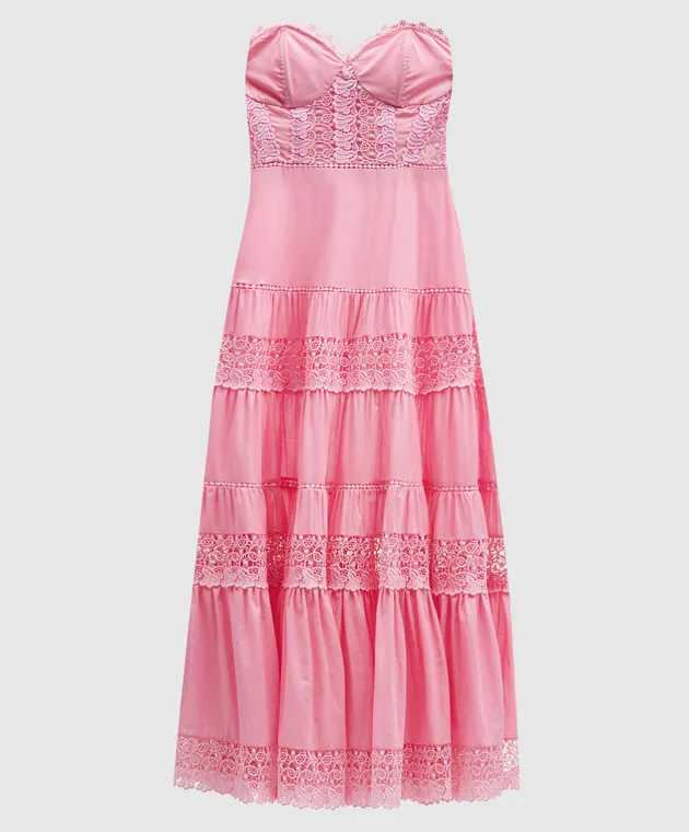 Charo Ruiz Monnet pink bustier dress with lace