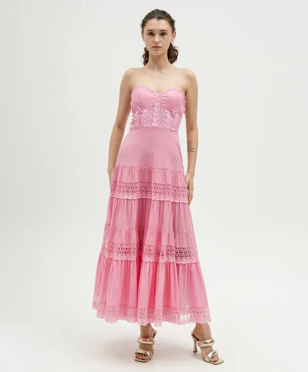 Charo Ruiz Monnet pink bustier dress with lace