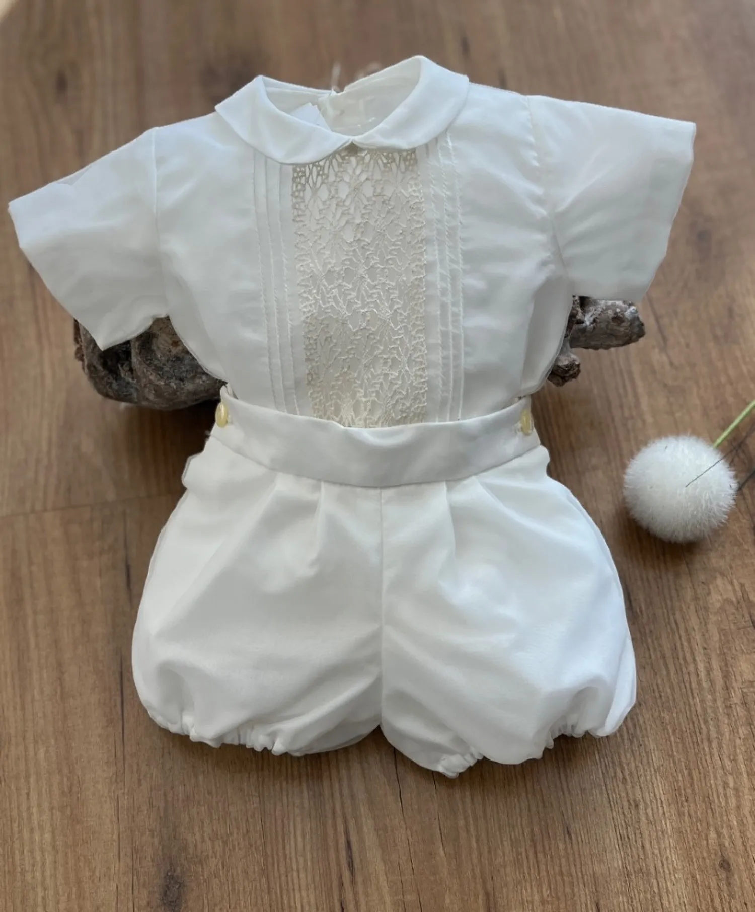 Christening set for boy blouse and bloomers