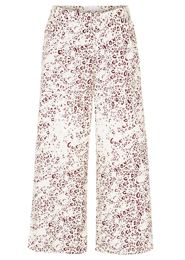 Culotte Blanco lana-granate oscuro con estampado de leopardo