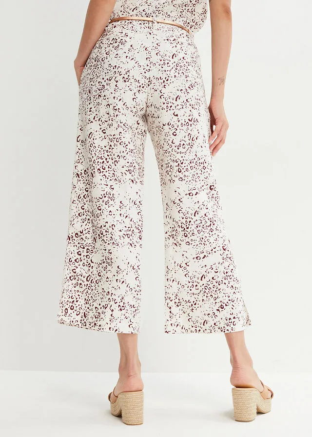 Culotte Blanco lana-granate oscuro con estampado de leopardo