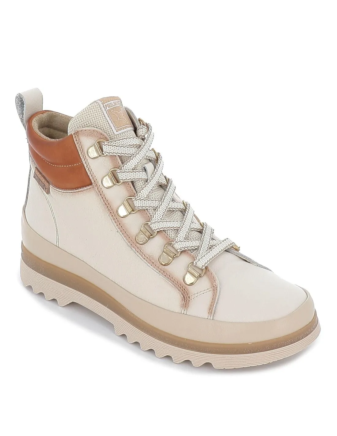 Deportiva urbana alta acolchada de piel para mujer beige Pikolinos