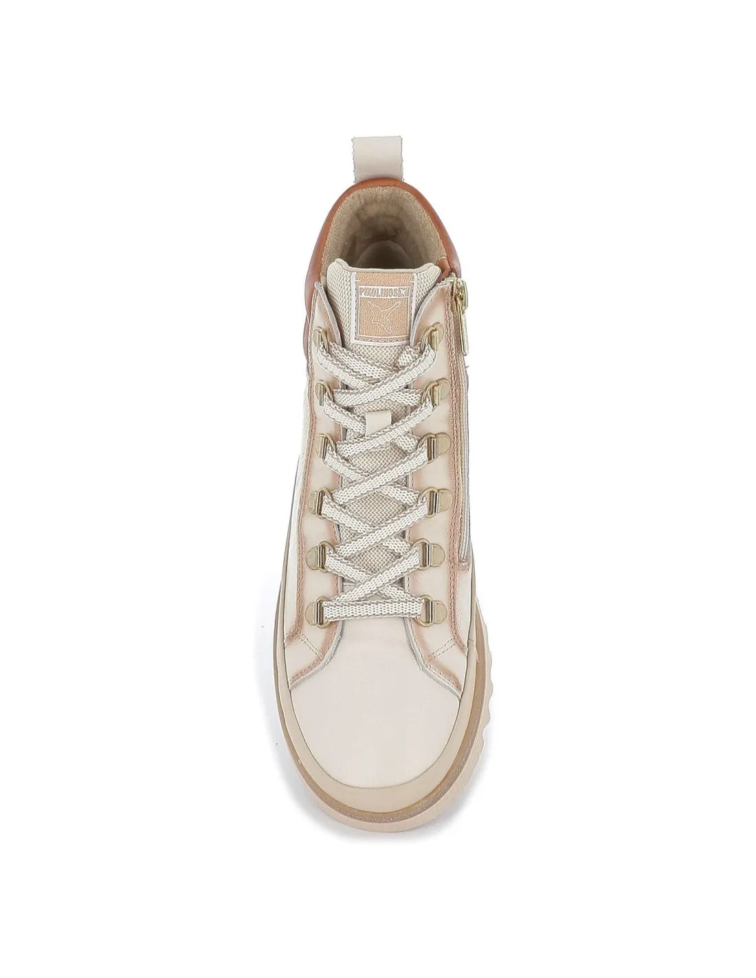 Deportiva urbana alta acolchada de piel para mujer beige Pikolinos