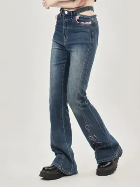 Diseño bordado Hot Girl Micro Horn Slim Jeans