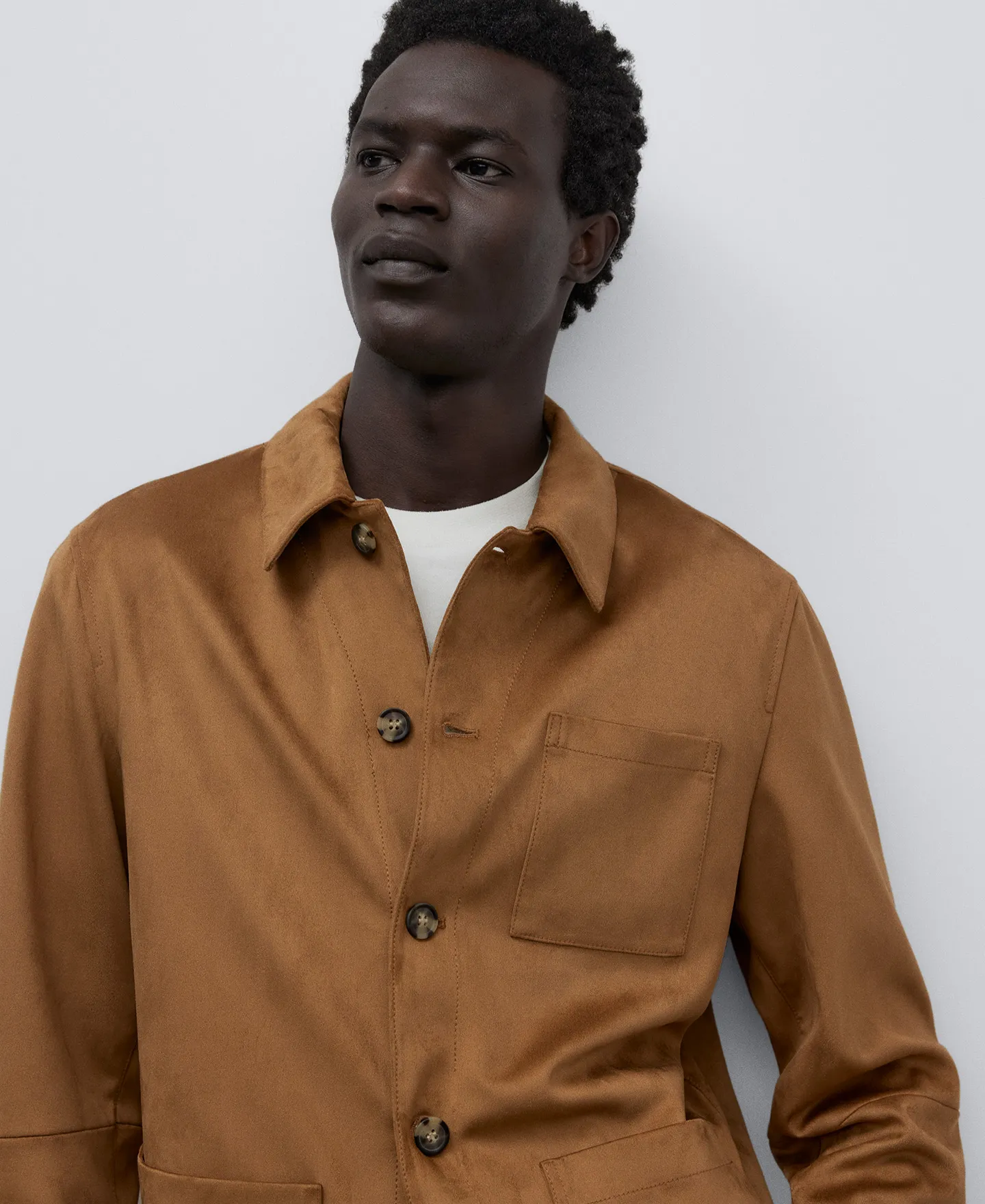 Faux suede overshirt for man