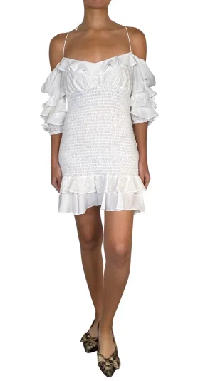 FOR LOVE & LEMONS Vestido Fruncido Blanco