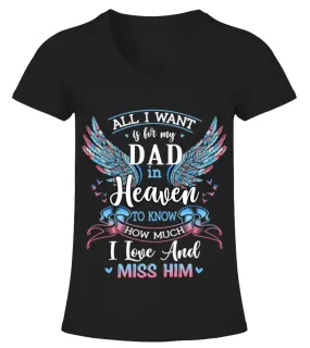 For My Dad In Heaven! Camiseta cuello pico Mujer