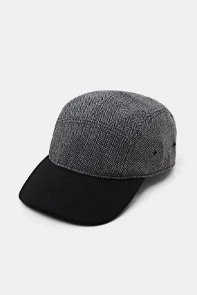 Gorra con diseño de espiga en mezcla de lana