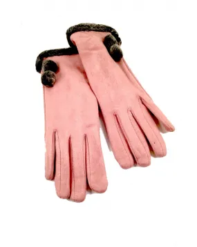 GUANTES  DE ANTE ROSA PALO CON ADORNOS CONEJO