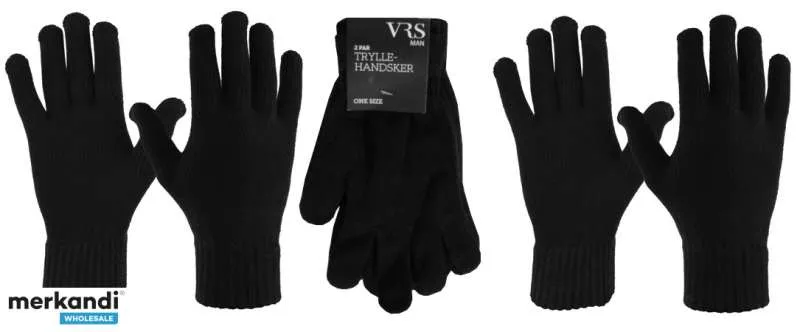 GUANTES DE HOMBRE NEGRO GUANTES DE INVIERNO ACRÍLICOS AISLADOS UNIVERSAL TALLA 1 PAR