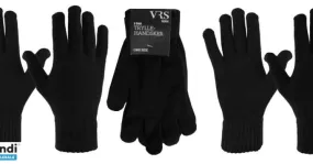 GUANTES DE HOMBRE NEGRO GUANTES DE INVIERNO ACRÍLICOS AISLADOS UNIVERSAL TALLA 1 PAR