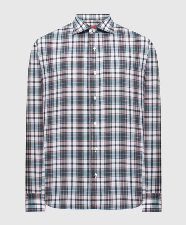 ISAIA Green checked shirt