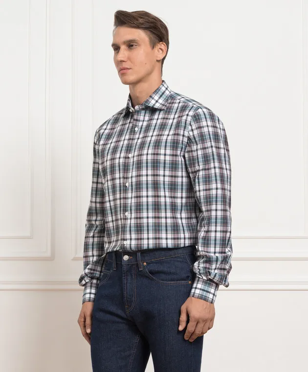 ISAIA Green checked shirt