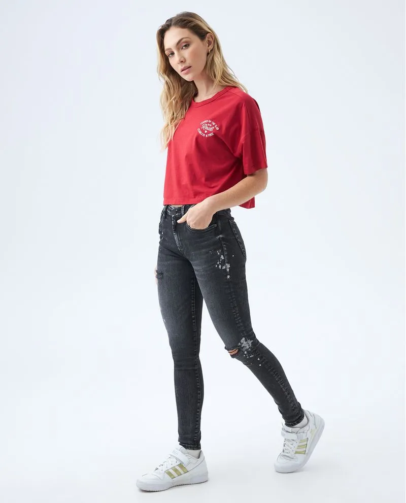 Jean Jegging tiro medio para mujer