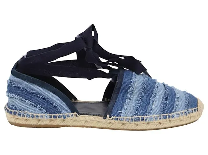 Jimmy Choo Lace Up Dolphin Alpargata Pisos en Blue Denim Azul 